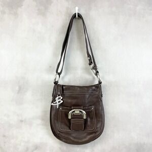 B Makowsky Womens Leather Crossbody Bag Brown Minimalist Old Money Retro Luxe